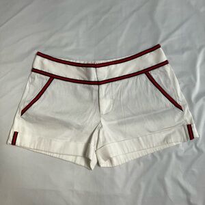 Alice + Olivia Cuffed White Shorts with Red and Navy Trim